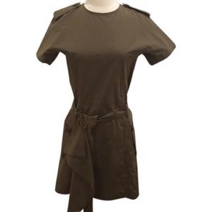 Salvatore Ferragamo Khaki Short Dress with Belt